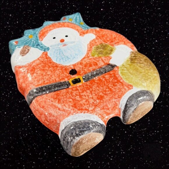 Italian Pottery ITALICA ARS Santa Claus Christmas Resting Wall Hanging Plaque - Picture 2 of 13